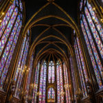 The Sainte Chapelle, inside stained-glass late afternoon with beautiful colors