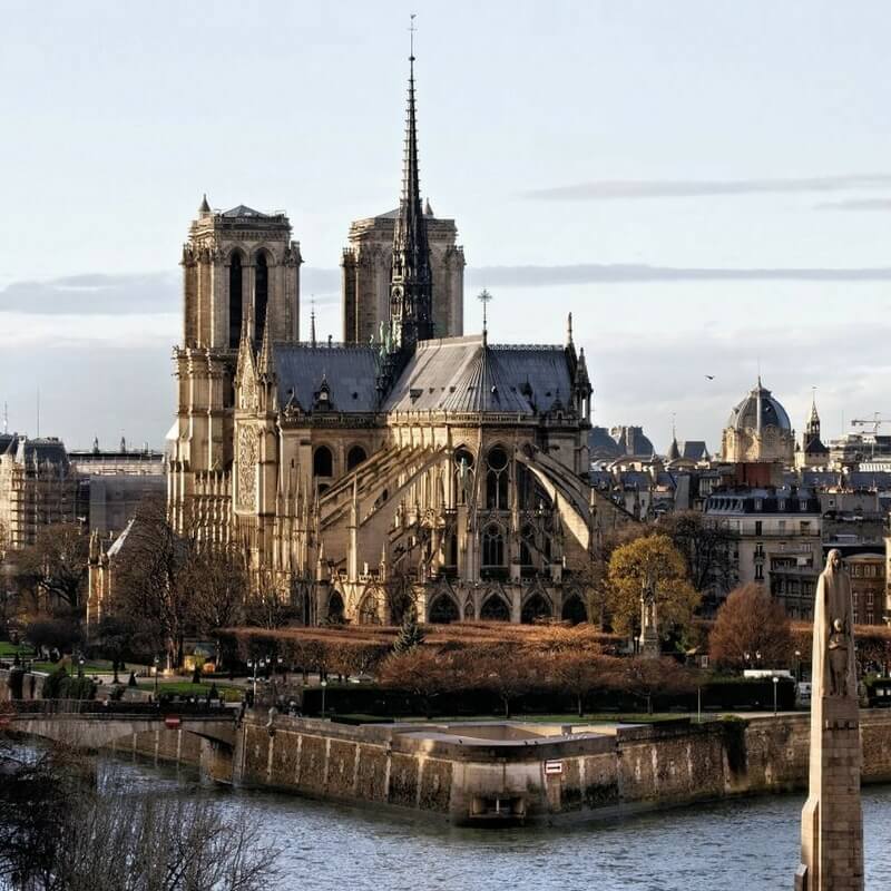 Notre Dame Cathedral seen from behind