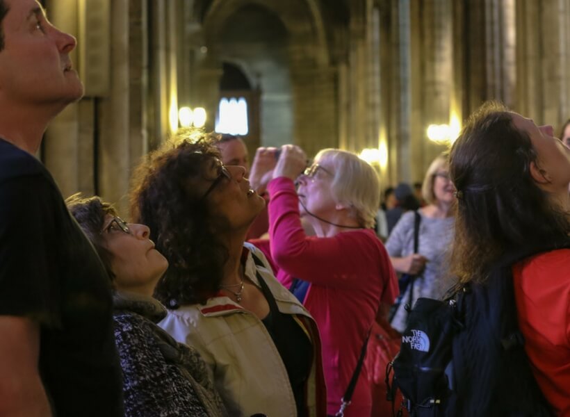 Elyse guiding inside of Notre Dame; Notre Dame Cathedral Self Guided Tour