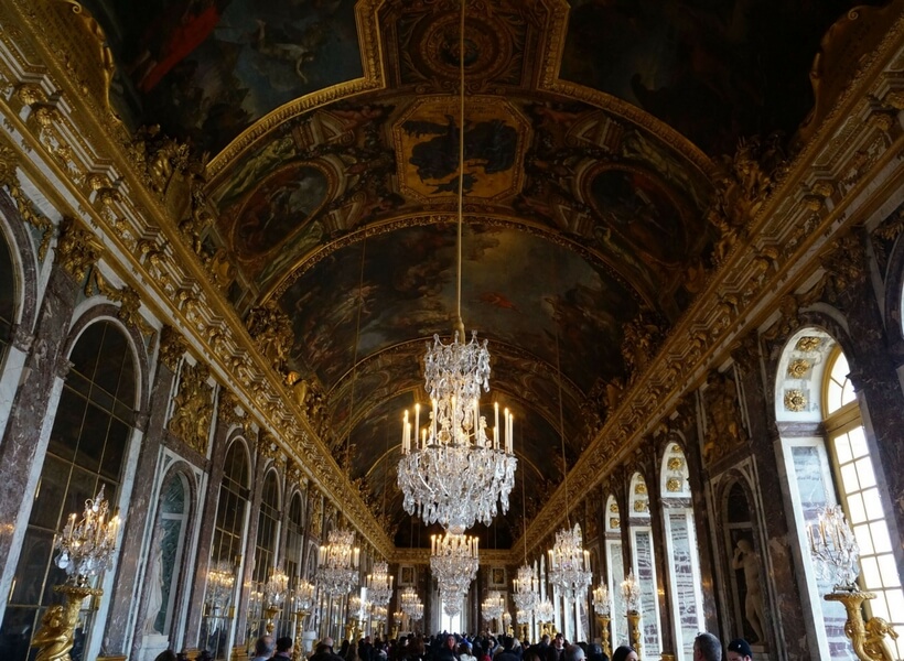 hall of mirrors at Versailles; day trip to versailles from paris