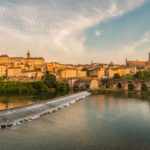 Albi at sunset: Tarn river and old city.