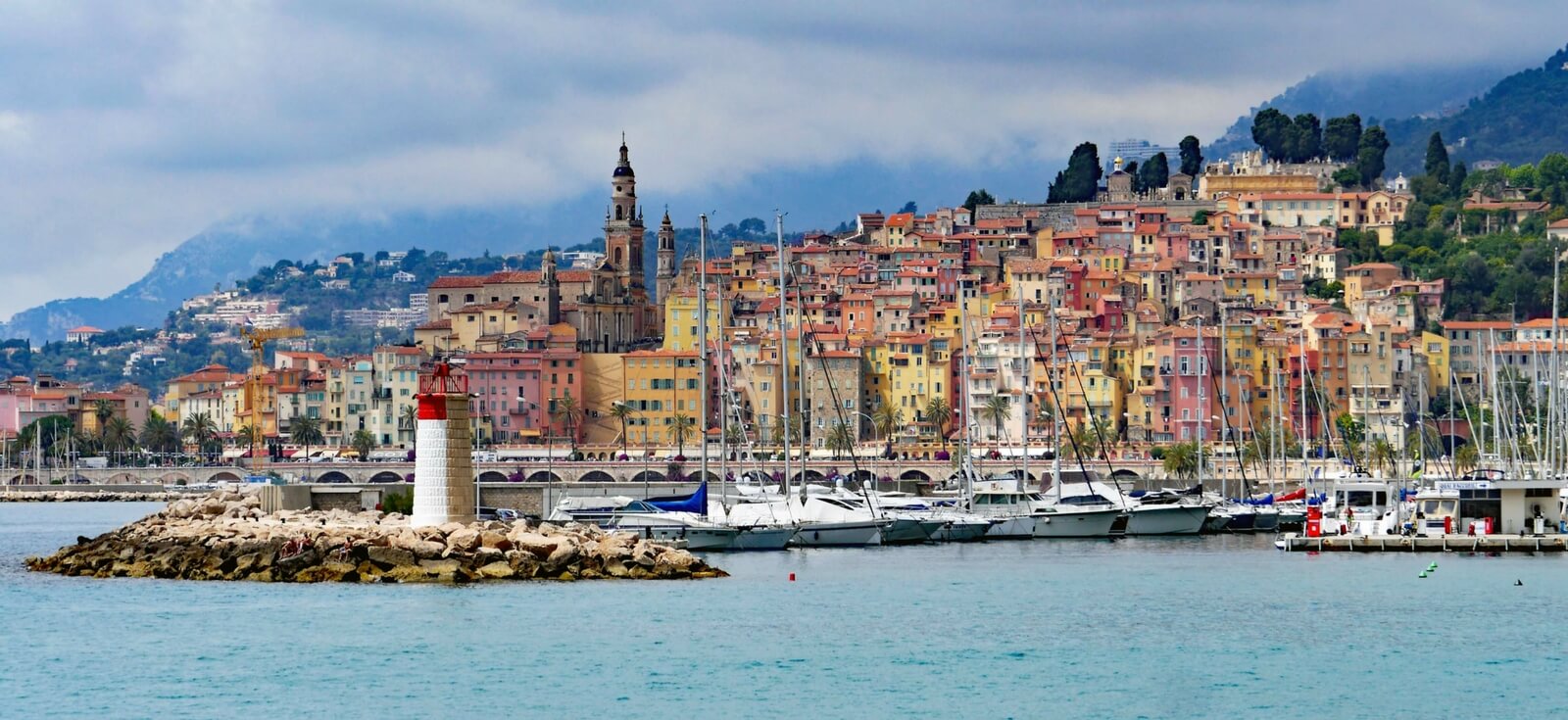 view of the port of Menton, France