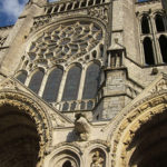 as partial view of the Chartres cathedral from the outside