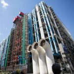 the exoskeleton of the centre georges pompidou, colorful tubes wrapped around a large building