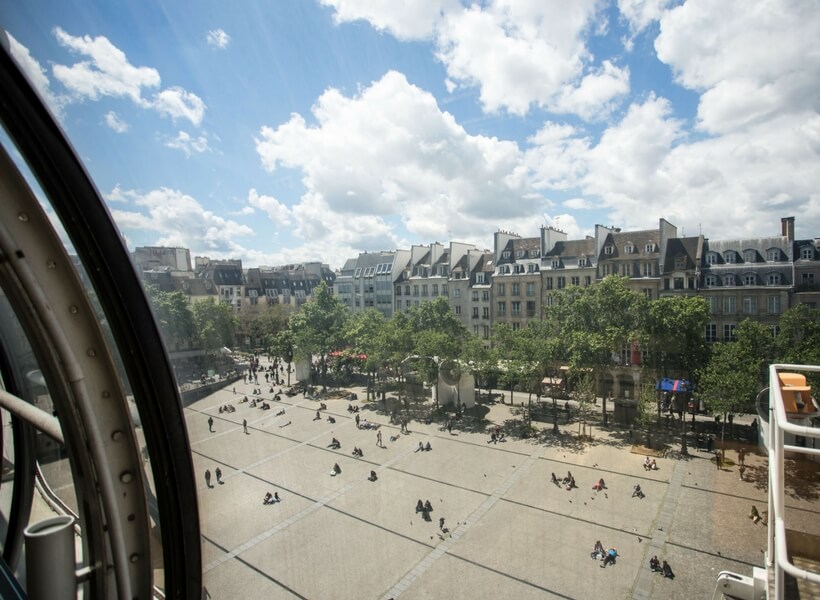 the view from the top of the centre pompidou center with blue sky