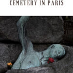 grave at père lachaise with a statue of a dead man trying to escape his grave