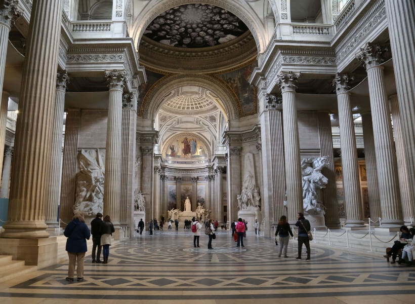 The inside of the Pantheon in Paris