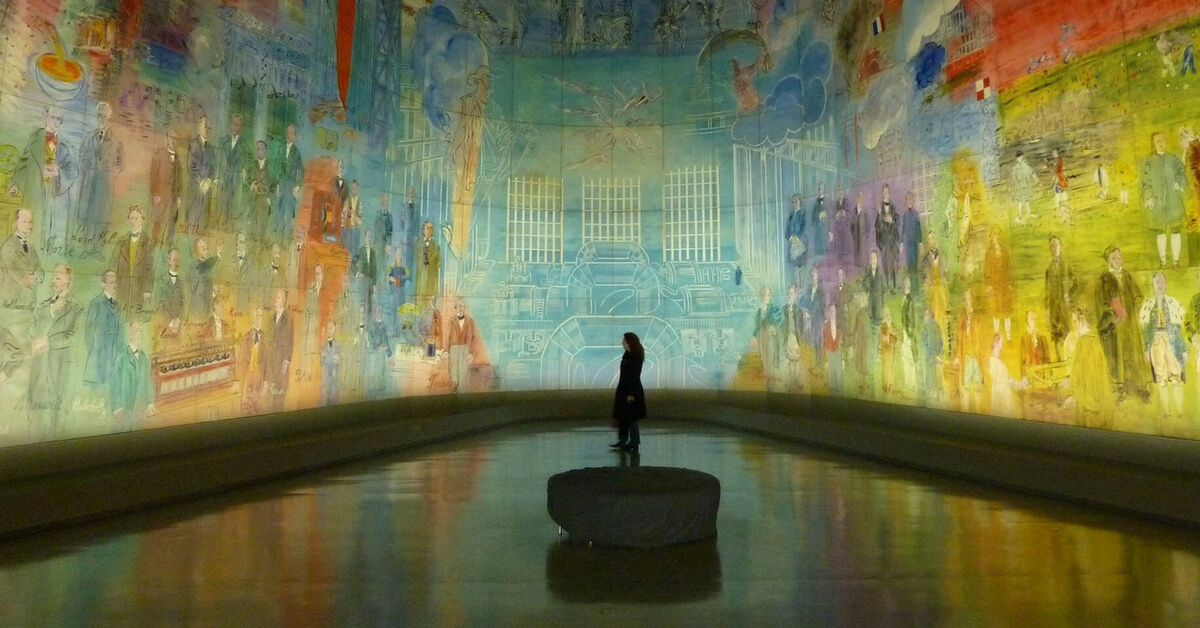 Large semi circular painting at the Museum of modern Art of the city of Paris. Free Museums in Paris Episode