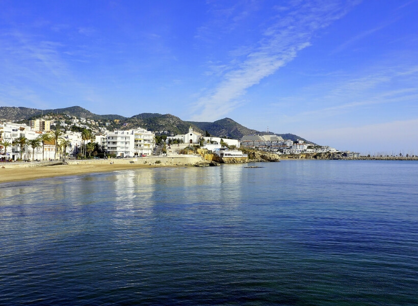 the mediterranean and the city of sitges, spain