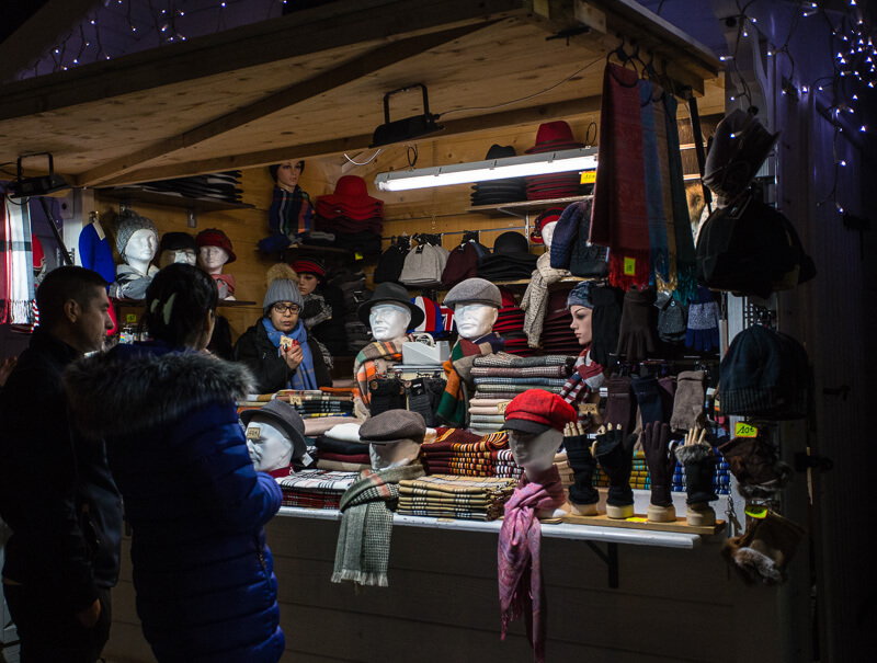 Beret vendor at the Paris Christmas Market