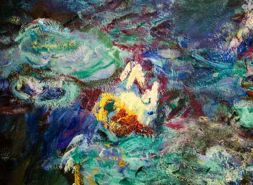 Detail of the Water Lilies by Claude Monet at the Orangerie Museum in Paris