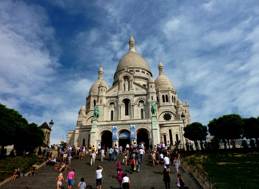 the steps of the sacré coeur in paris with the basilica on top