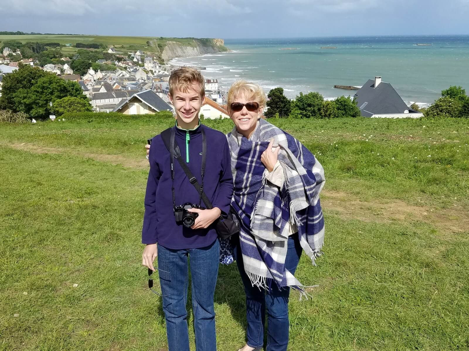 Normandy with Teenagers, Nancy and her son Henry
