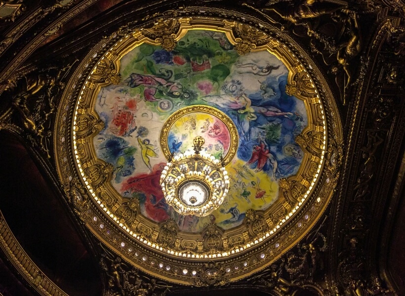 Chagall ceiling at the Opera Garnier; 10 things to do in paris for first time visitors