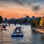 river Seine and bateau mouche; one day in paris