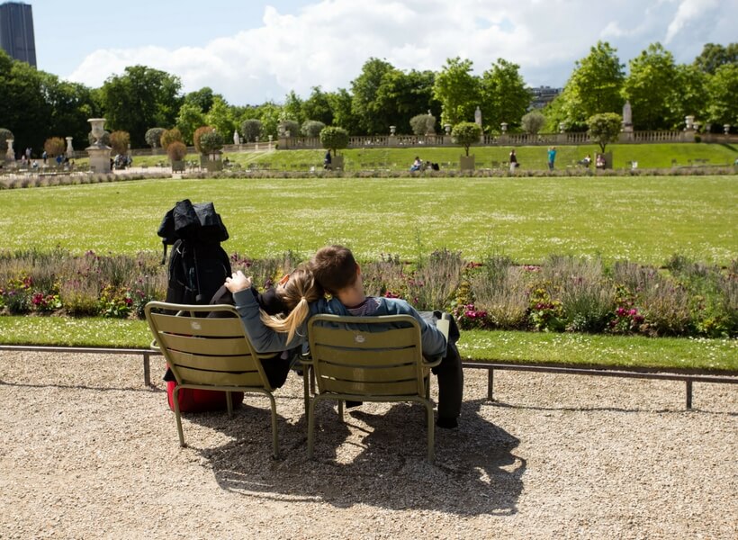 People relaxing at the Luxembourg Gardens