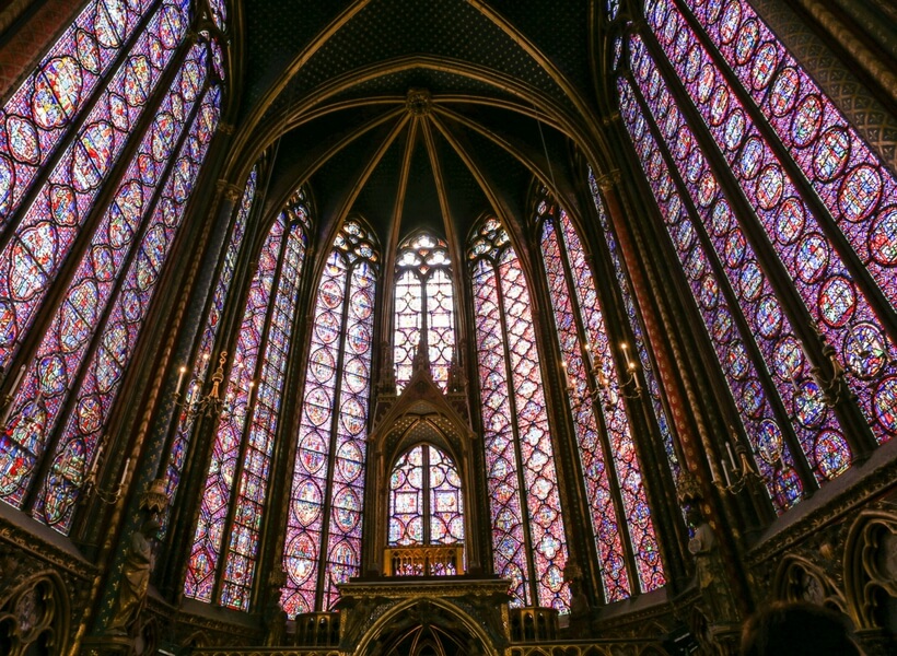 interior of the Sainte Chapelle; paris highlights