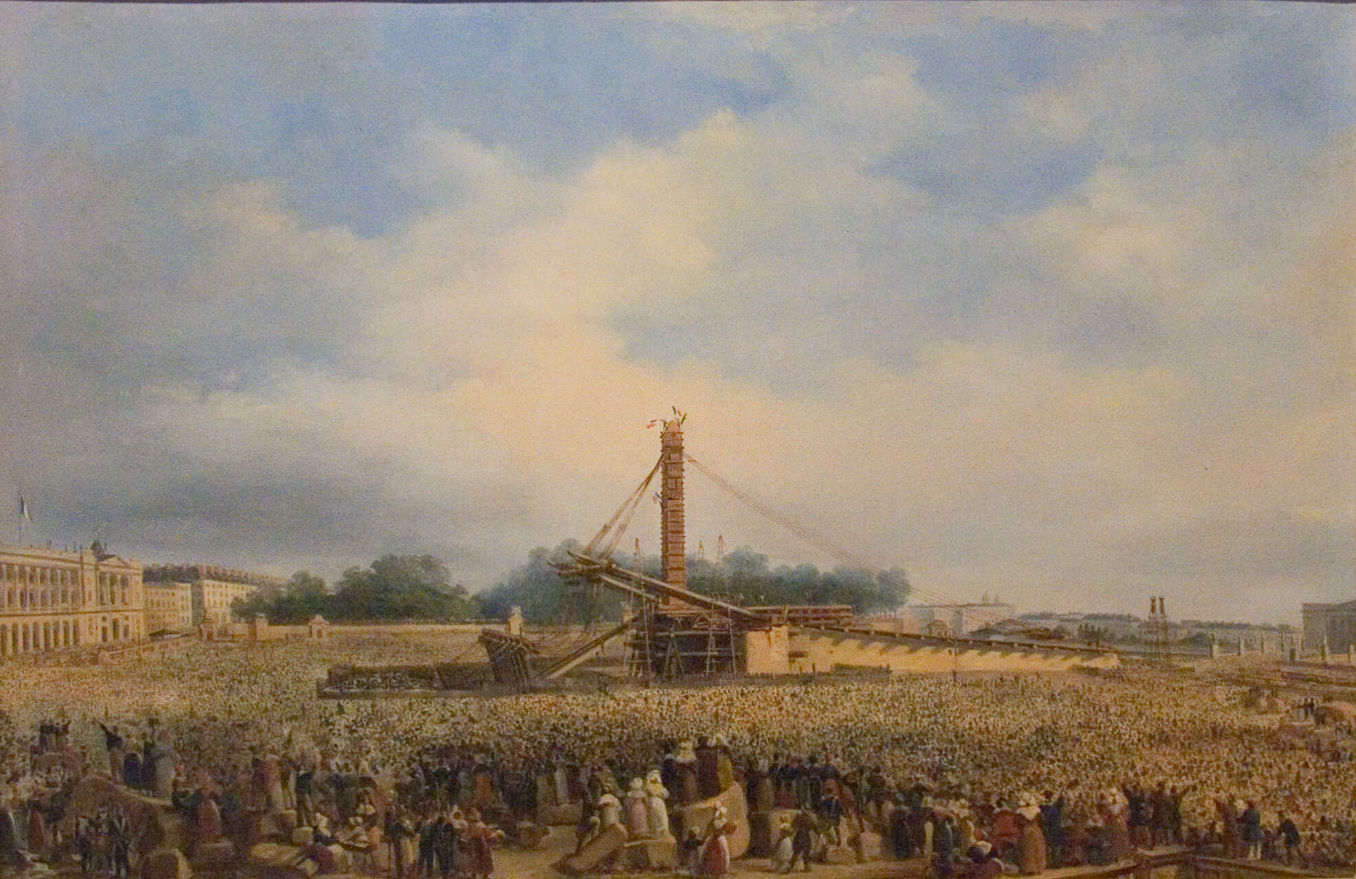 Painting showing the raising of the Luxor Obelisk on the place de la Concorde