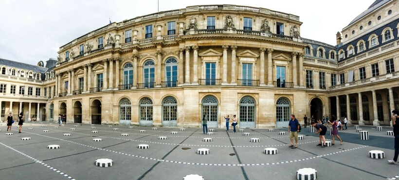 Overall view of the Colonnes de Buren at the Palais Royal