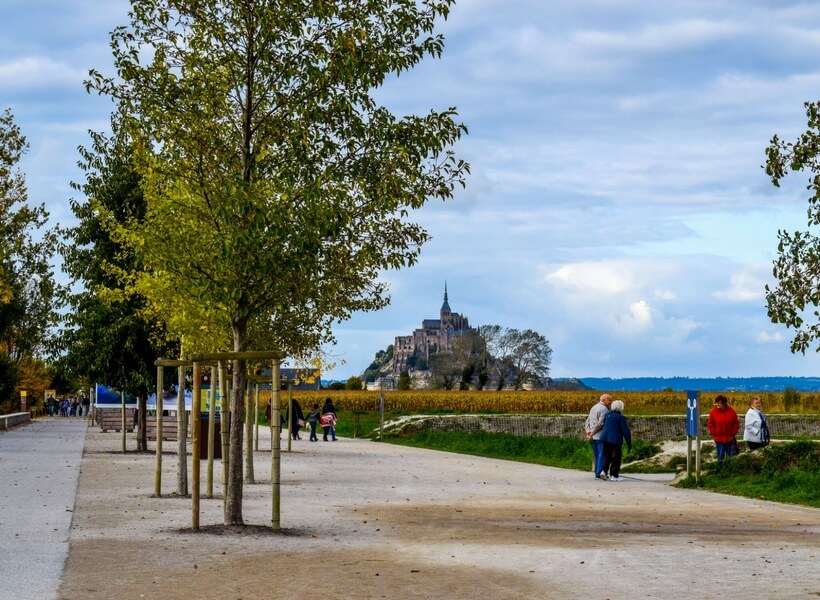 mont saint michel seen from a a distance; is it possible to visit the mont saint michel as a day trip