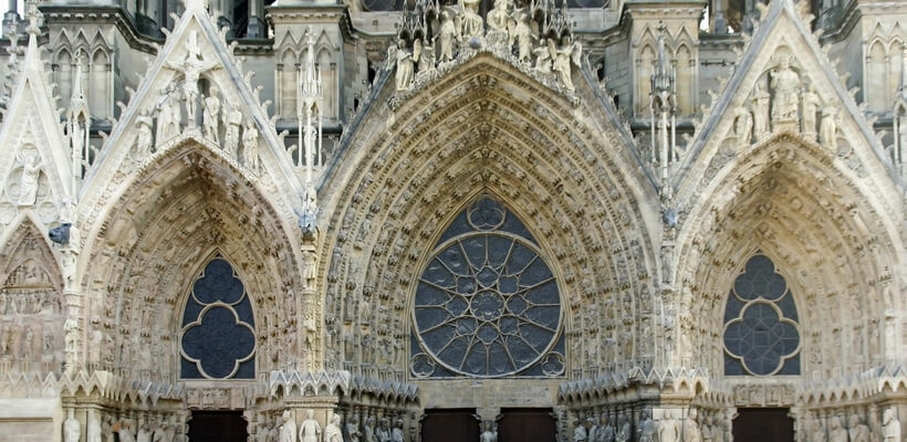 Portal of Reims Cathedral; day trip from Reims to Paris