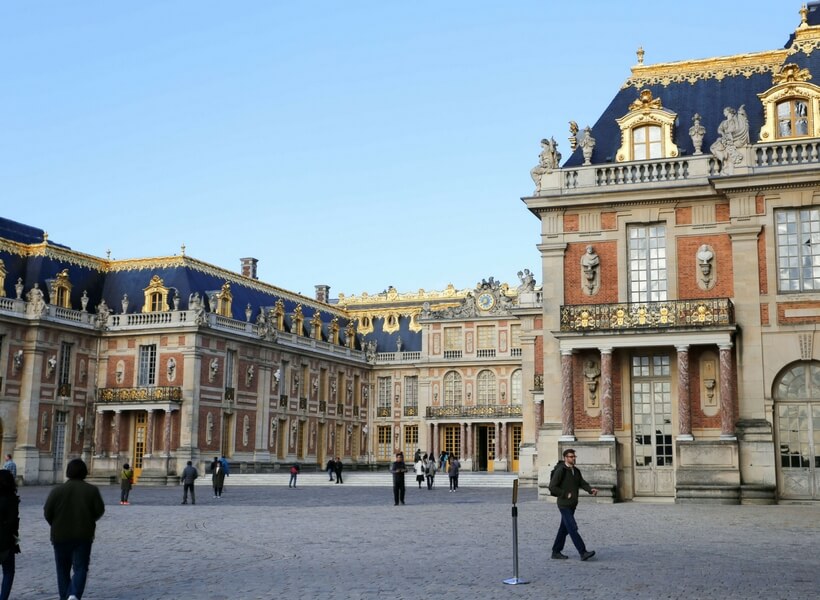 another view of the Versailles courtyard and gilded roof; day trip to versailles from paris