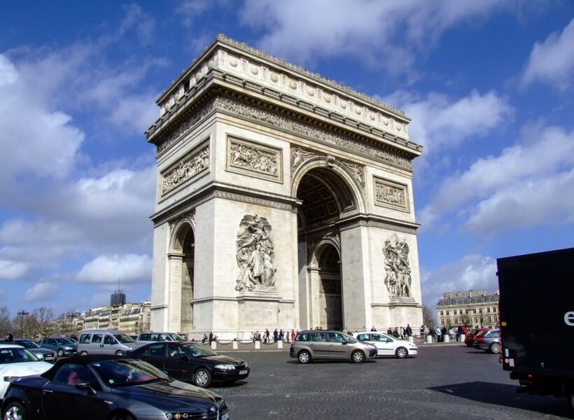 cars driving around the arc de triomphe in paris; is renting a car in france worth the trouble