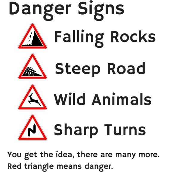 Danger signs drivers may encounter in france