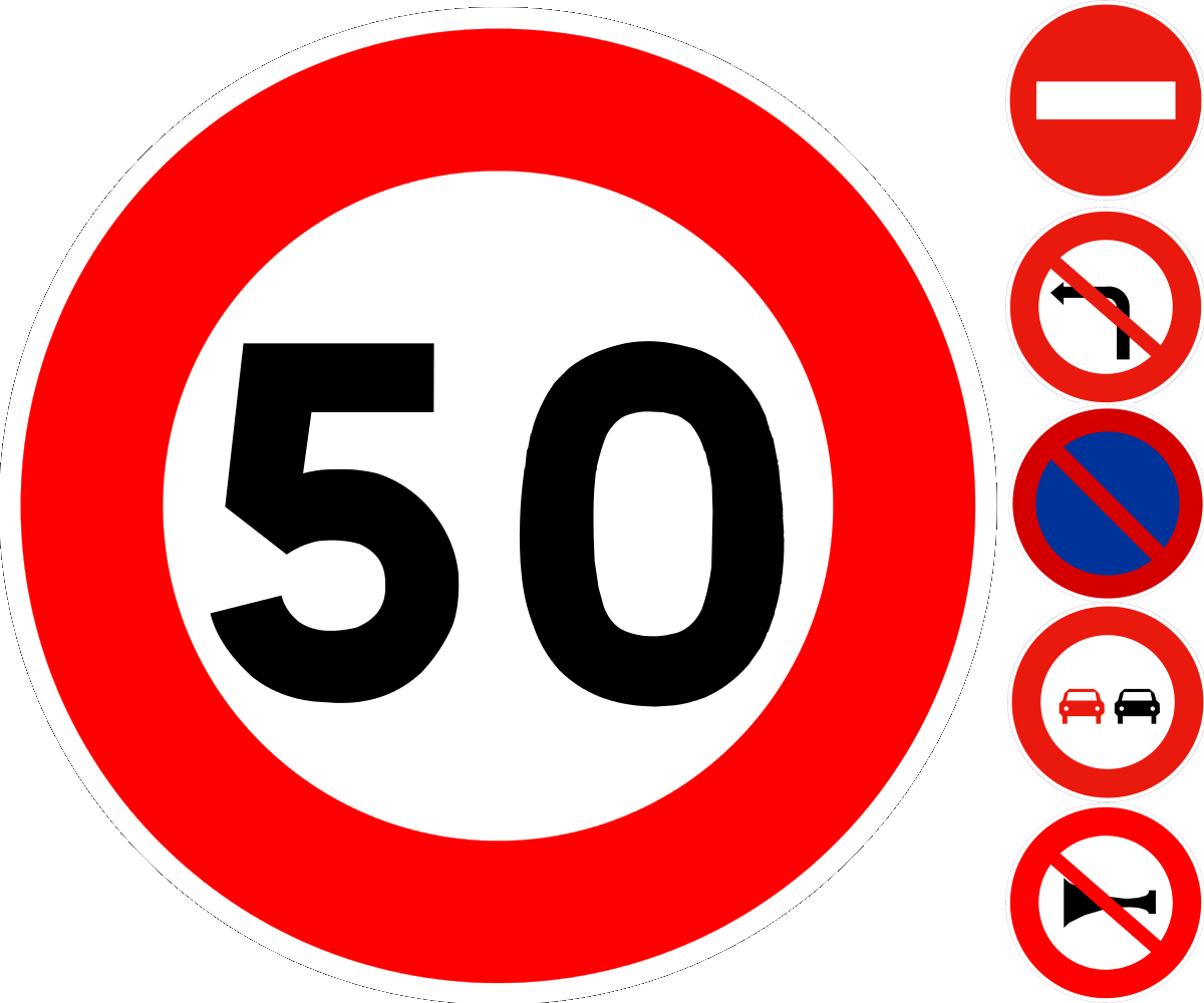 signs of interdiction on french roads: red circular signs