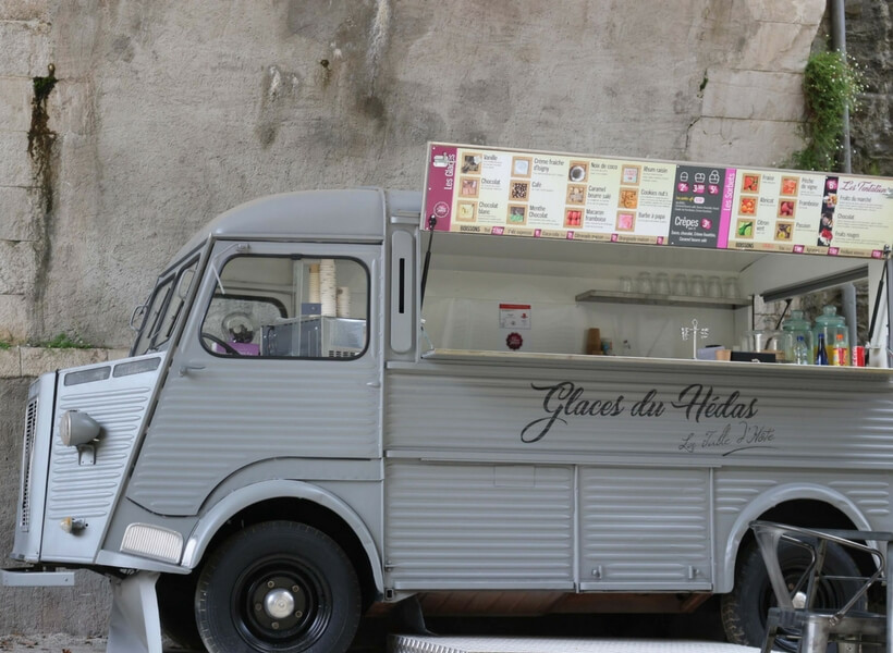 ice cream truck made out an old Citroen truck