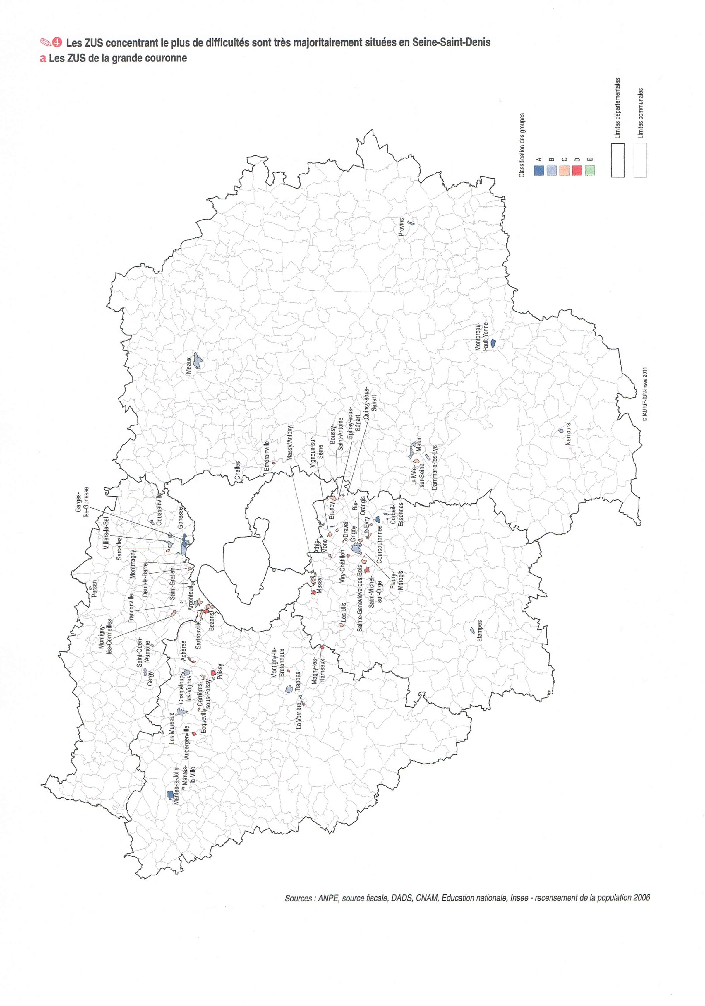 map that shows ZUS aka "Projects" around Paris
