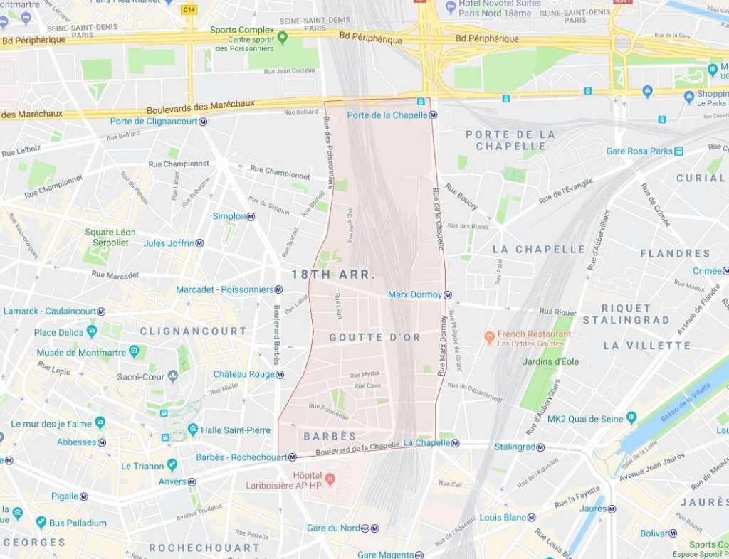 map of the goutte d'or neighborhood in paris