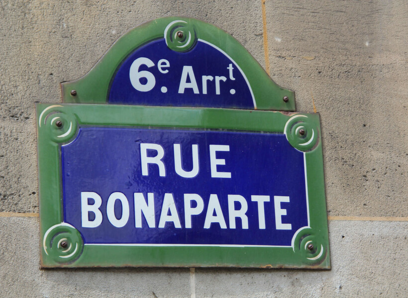 rue bonaparte in the saint-germain-des-près neighborhood, street sign