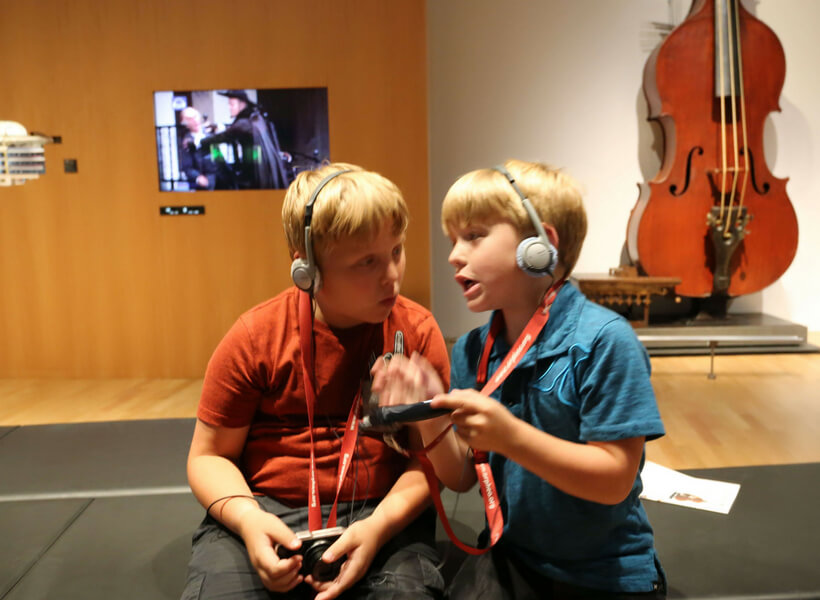 Luke and Max at the Music Museum