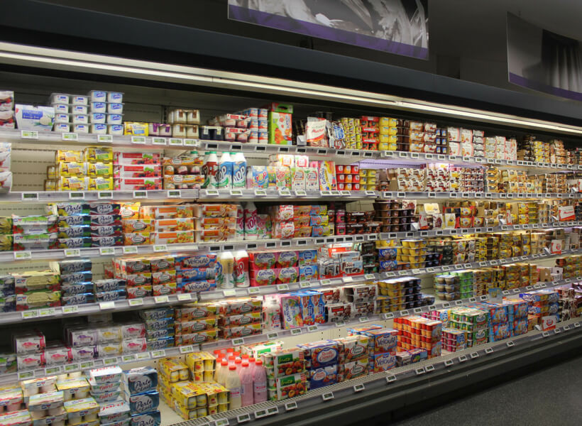 the yogurt isle at a french grocery store: french food