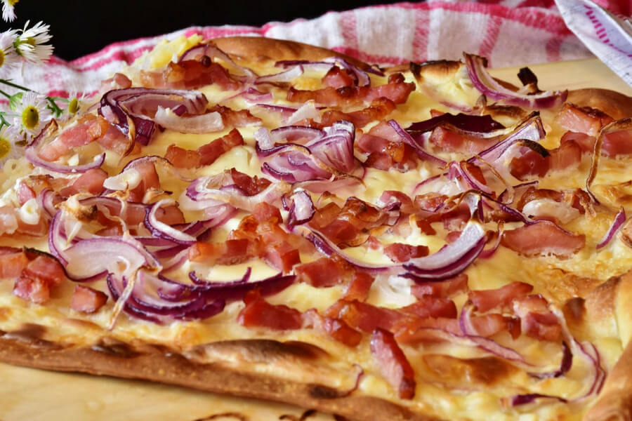 Tarte flambée, one of the specialties of Strasbourg