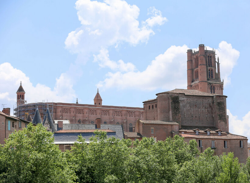 the massive brick cathedral in Albi