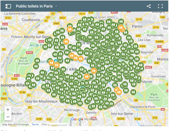 Map of Public Toilets in Paris