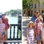 Two photos of Sarah and her family on vacation in France