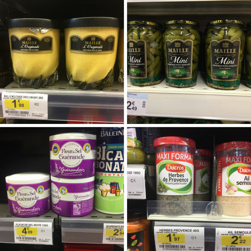 mustard, pickles, sea-salt, herbes de provcence