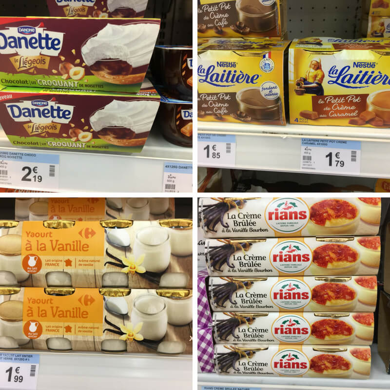 different types of yogurt at french grocery stores