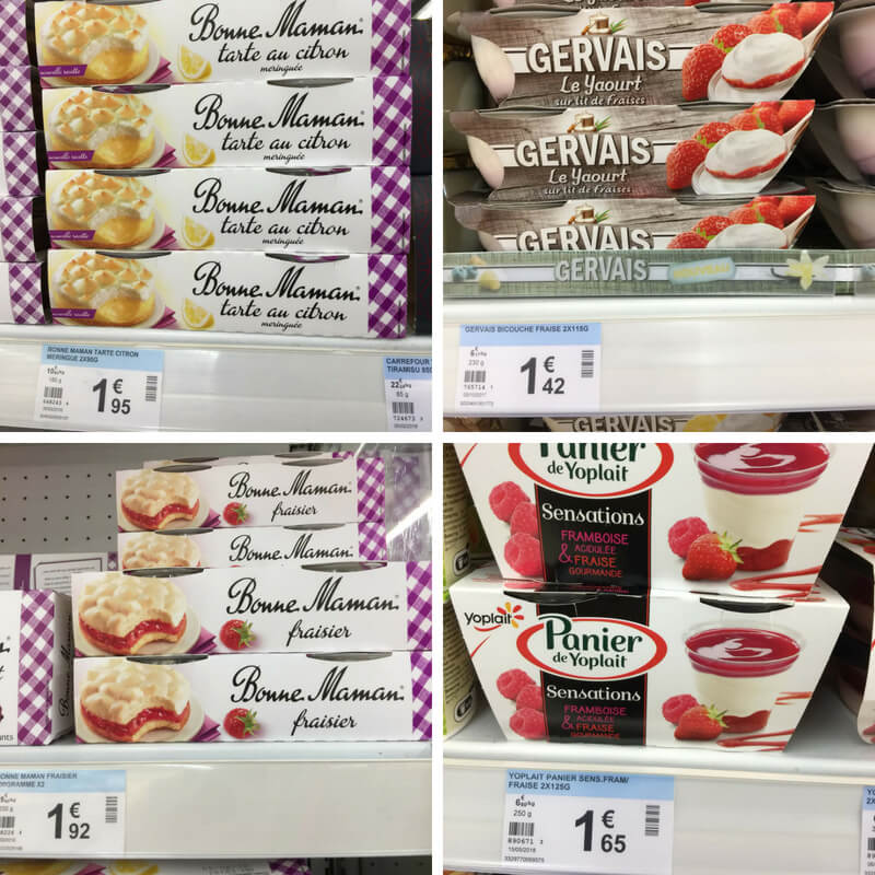 different types of yogurt at french grocery stores