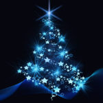 christmas tree made of lights on a blue backgroud: French Christmas Songs episode