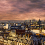 Paris seen from the rooftops with dramatic sky