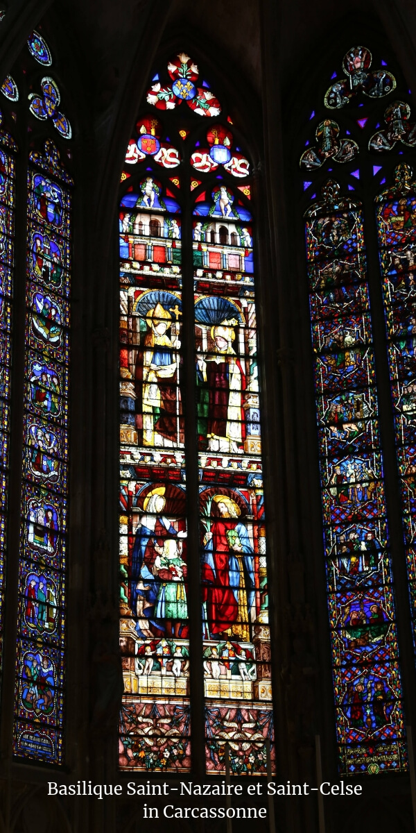 Stained-glass at the Basilique Saint-Nazaire et Saint-Celse in Carcassonne