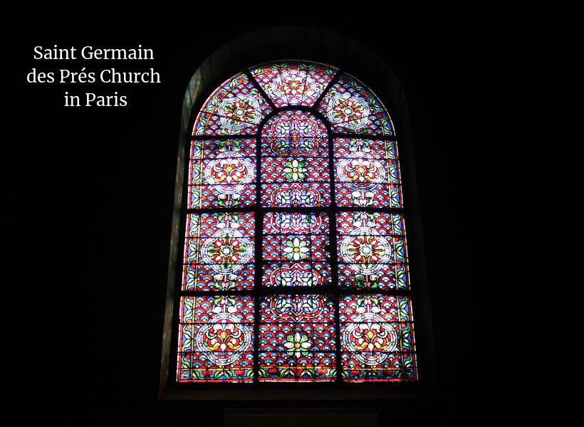 Stained-glass indow at Saint Germain des PrÃ©s church in Paris