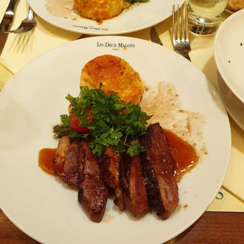 Duck dish at Les Deux Magots Restaurant