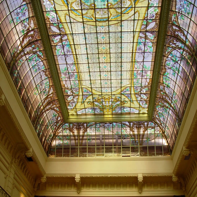 Art Nouveau Glass Ceiling in the city of Nancy at the Crédit Lyonnais