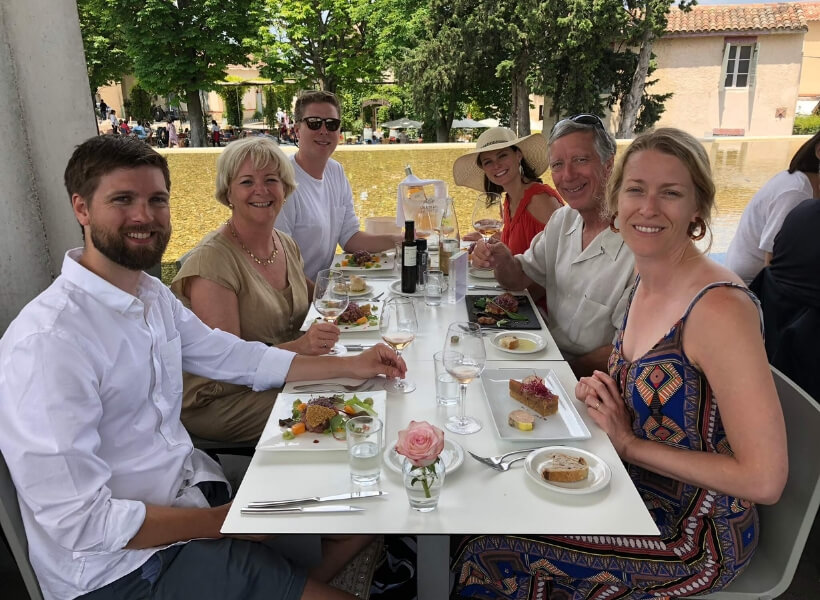 Gillespie family at the dinner table: smart way to visit provence guest notes