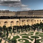 Gardens at Versailles with stormy sky